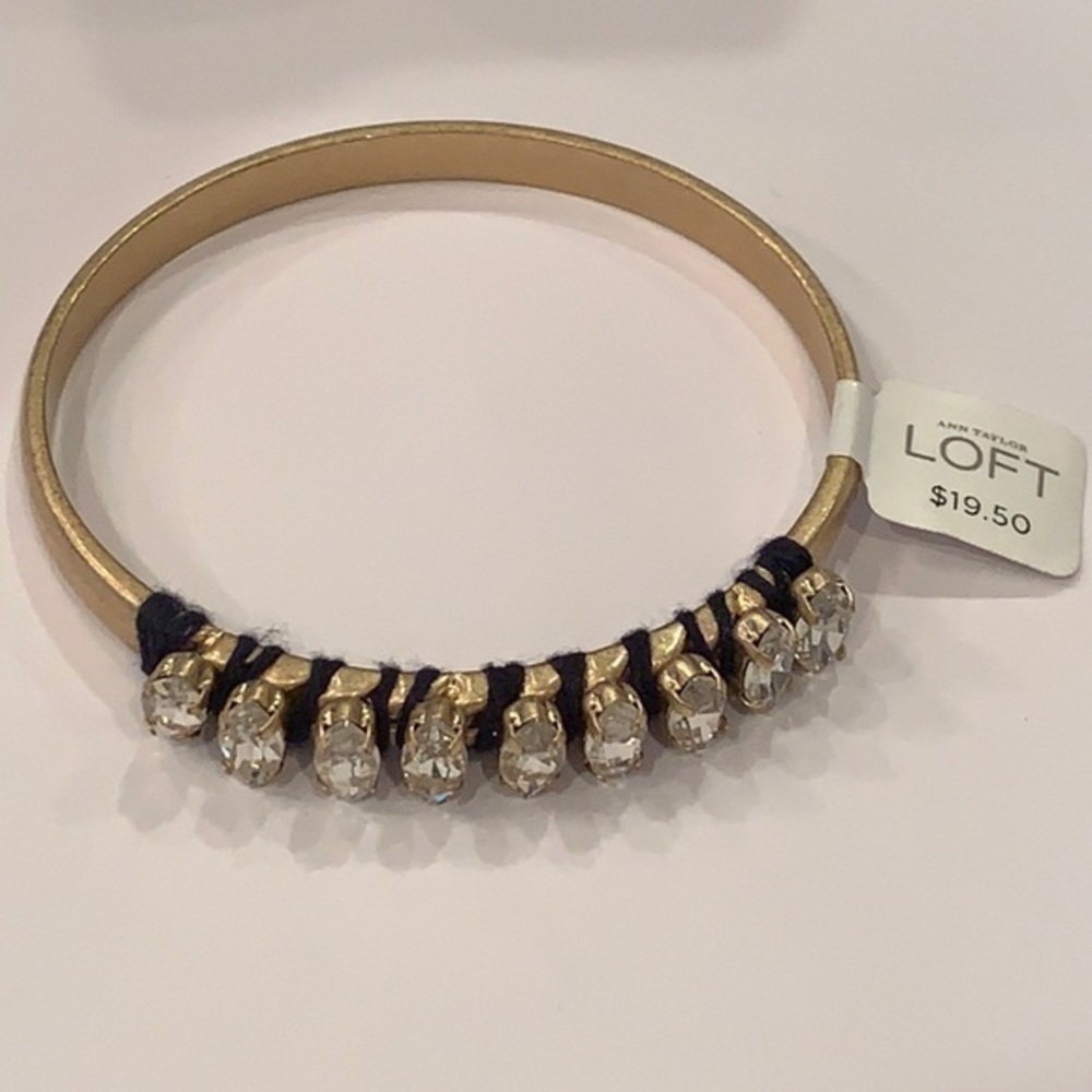 💐5/25 lg rhinestone crystal black cord wrapped